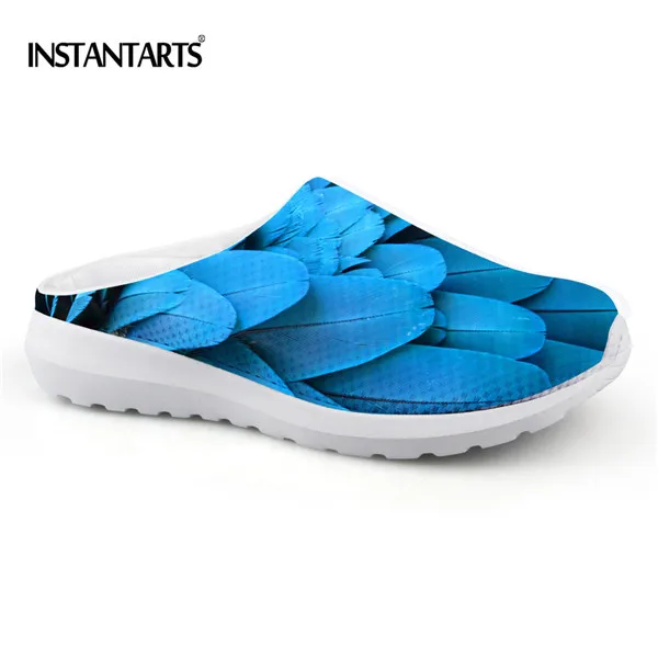 CA5295CA Instantarts Новинка летние сетчатые мужские сандалии Перо 3D печать Slip-On Шлёпанцы для женщин мужской Повседневное дышащая пляжная вода любовника Обувь - Цвет: CA5295CA