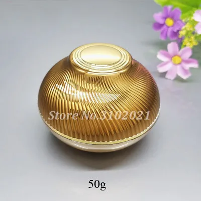 50g 8 шт./лот 30/50/120 г золота роскошная упаковка Акриловые Глаза/Уход за кожей лица Крем jar горшок 30/50/120 мл косметический лосьон, эмульсия пресс-бутылка с насосом - Цвет: 50g