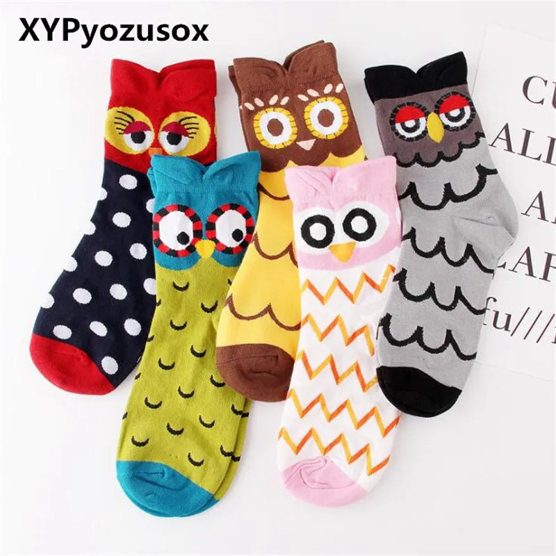 Новинка Сезон осень-зима Женские милые носки с совами повседневные Модные