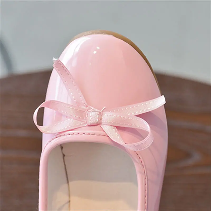 Детские кожаные туфли с бантом для девочек свадебные принцессы маленьких