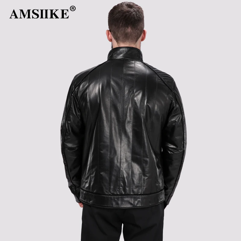 AMSIIKE 2017 Мужская коричневая куртка кожаная стойка воротник A9842|jacket fashion|jacket ajacket jacket