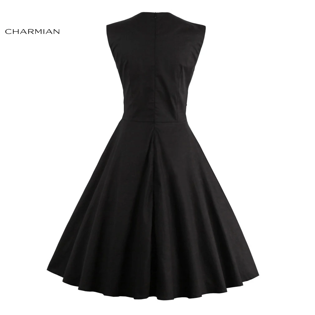 Женское винтажное платье в горошек Charmian Повседневное стиле ретро пэчворк для