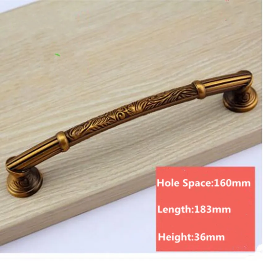 160mm handles Европейская модная мебель бронзовые ручки кухонный шкафчик, сервант дверные ручки в античном стиле из латуни ящик тумба под телевизор ручки для шкафов - Цвет: 160mm handles