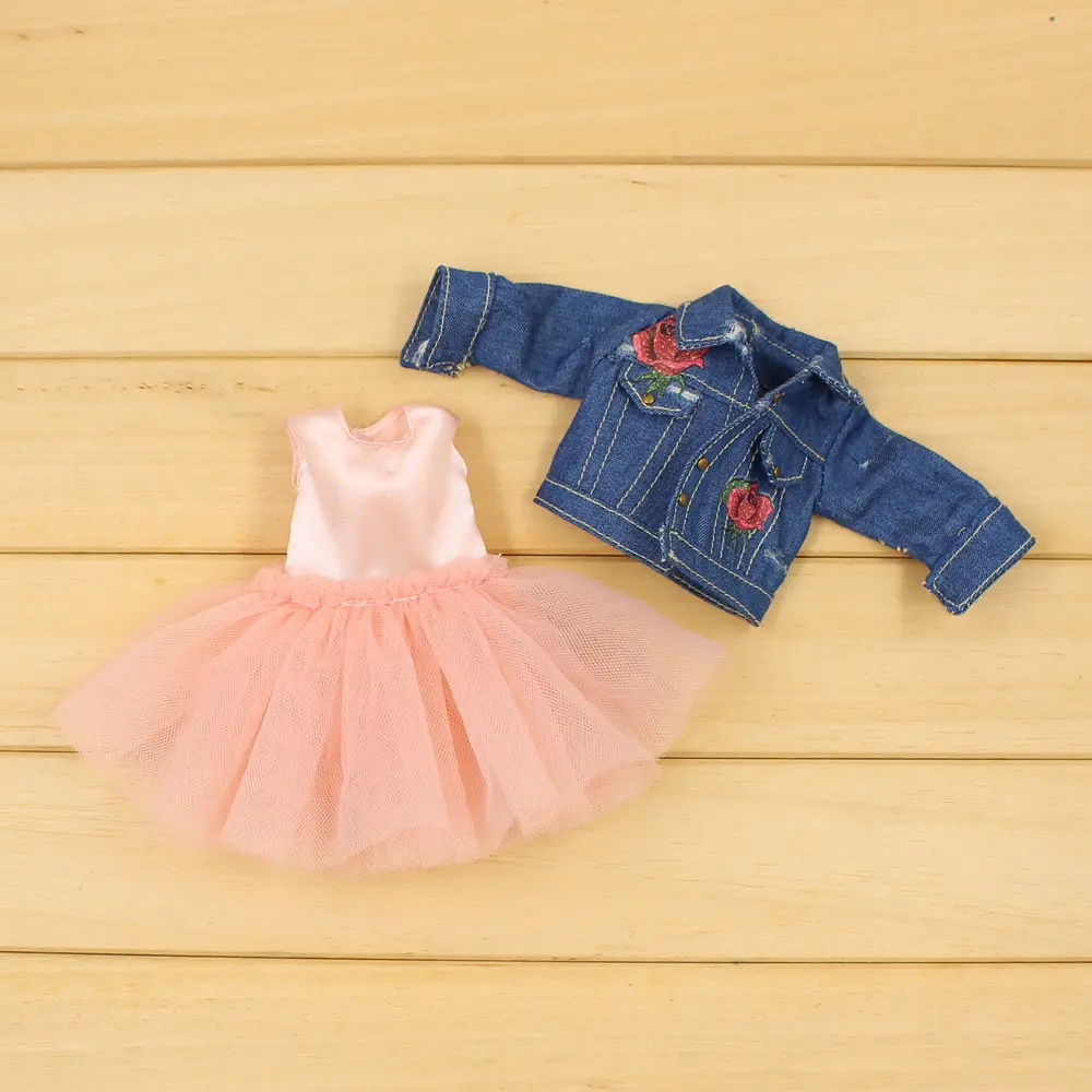 Blyth doll colthes розовая и желтая кружевная юбка с жакетом для сустава