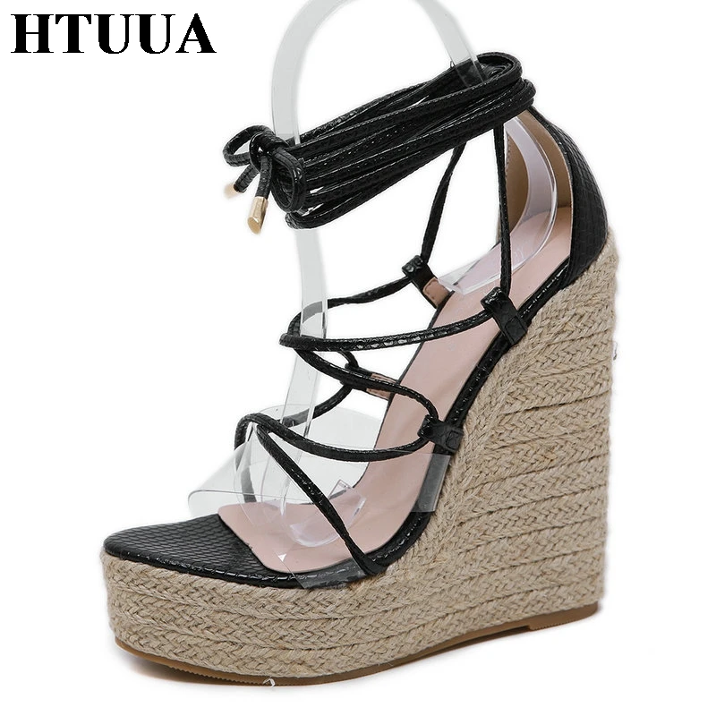 HTUUA/2019 модные летние женские босоножки на платформе пикантные сандалии