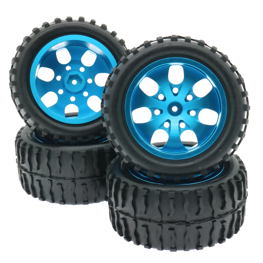 

RCAWD Wheel Rim Tyre/tire Set 4PCS/Set 7 Spoke for 1:10 Big Foot Monster Truck Toys Model Car Remote Control HPI HSP 94108