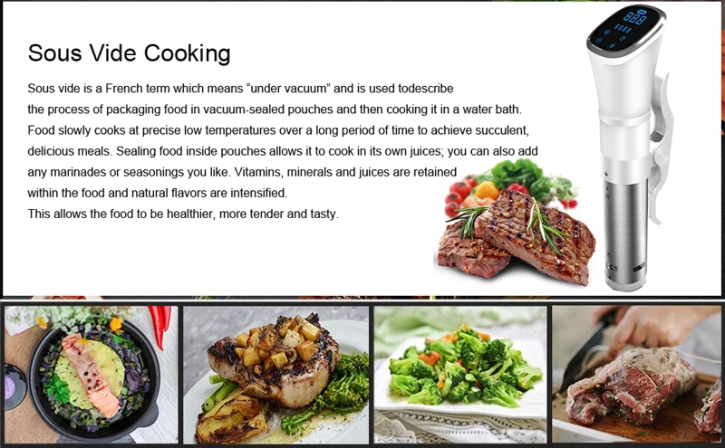 1800 Вт вакуумная кухонная плита Sous Vide, Кухонная машина, крепкий иммерсионный циркулятор IPX7, защита от воды, безопасный жк-цифровой таймер