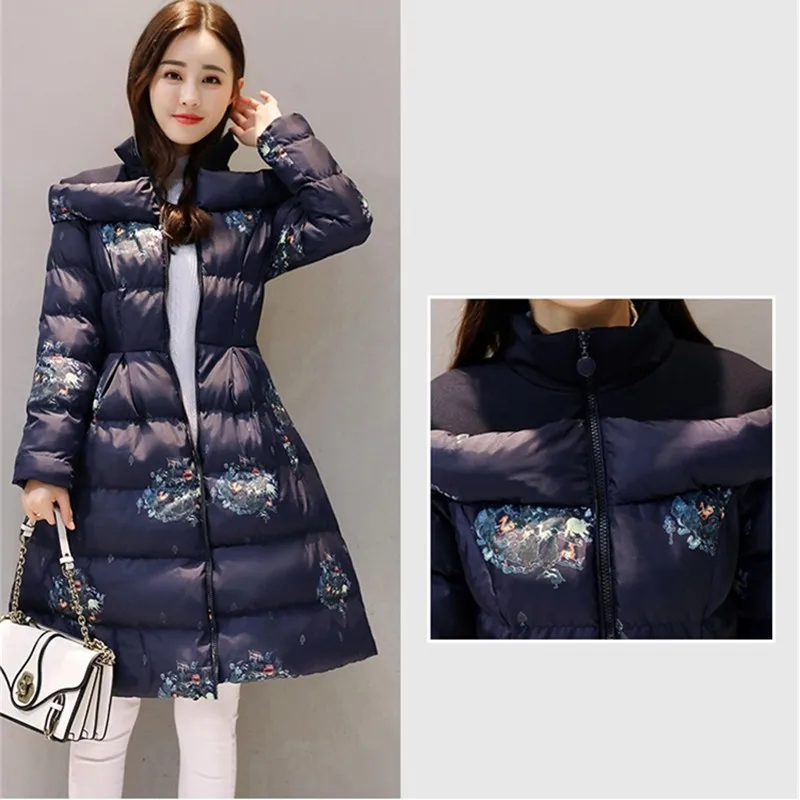Женская хлопковая куртка YAGENZ длинная с принтом большой размер 696|womens parka coats|parka