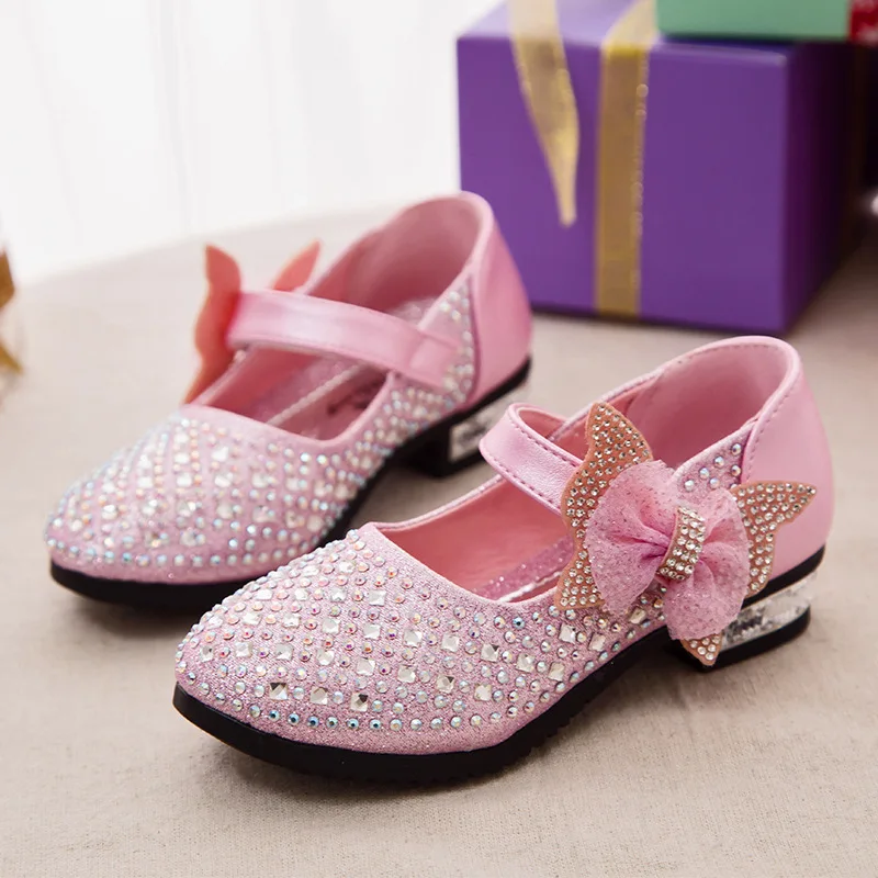 

2019New Kids Shoes Rhinestones Princess Childrens Baby Girls Shoes Dance Wedding Party Shoes for girl 3 4 5 6 7 8 9 10 11 12 14T