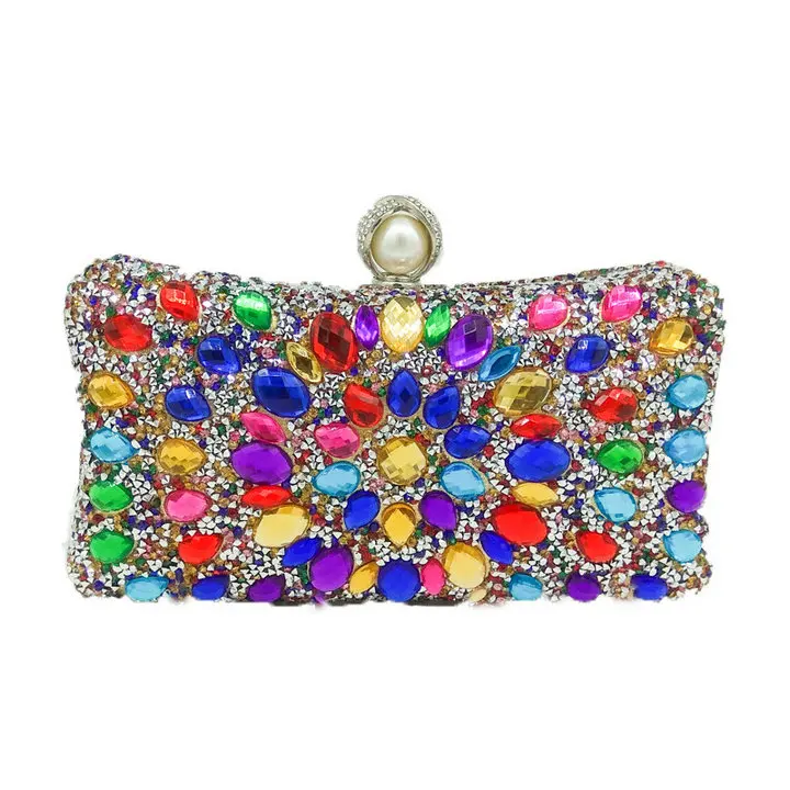 Gold Crystal Bag Boutique De FGG разноцветный кристалл для женщин жемчуг бисером Черный Вечерние металлическая Сумка-клатч Свадебная вечеринка Пром Свадебная сумочка кошелек - Цвет: Gold Crystal Bag