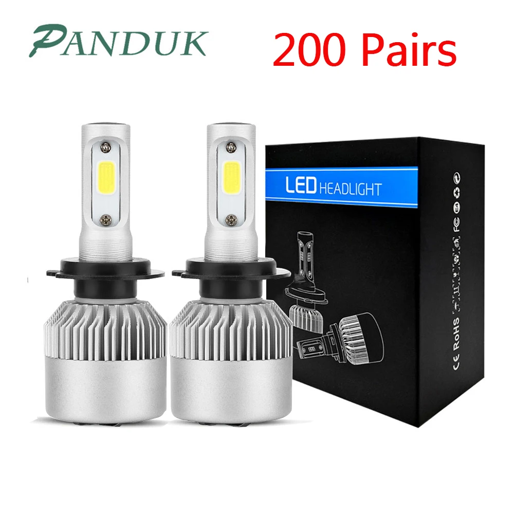 PANDUK 200 пар COB чип Автомобильный светодиодный светильник H7 H11 H1 H3 H4 головной лампы