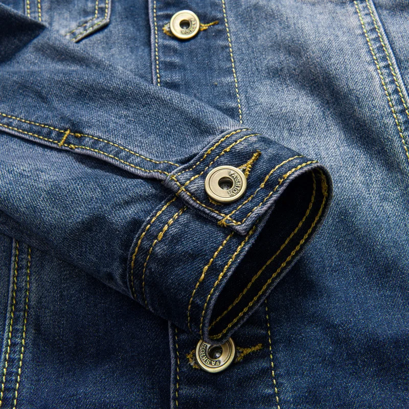 

New Autumn Men Jeans Denim Jackets & Coats Jaqueta Masculina Turn-down Collor Single Breasted Coat Fashion Chaqueta Outerwear