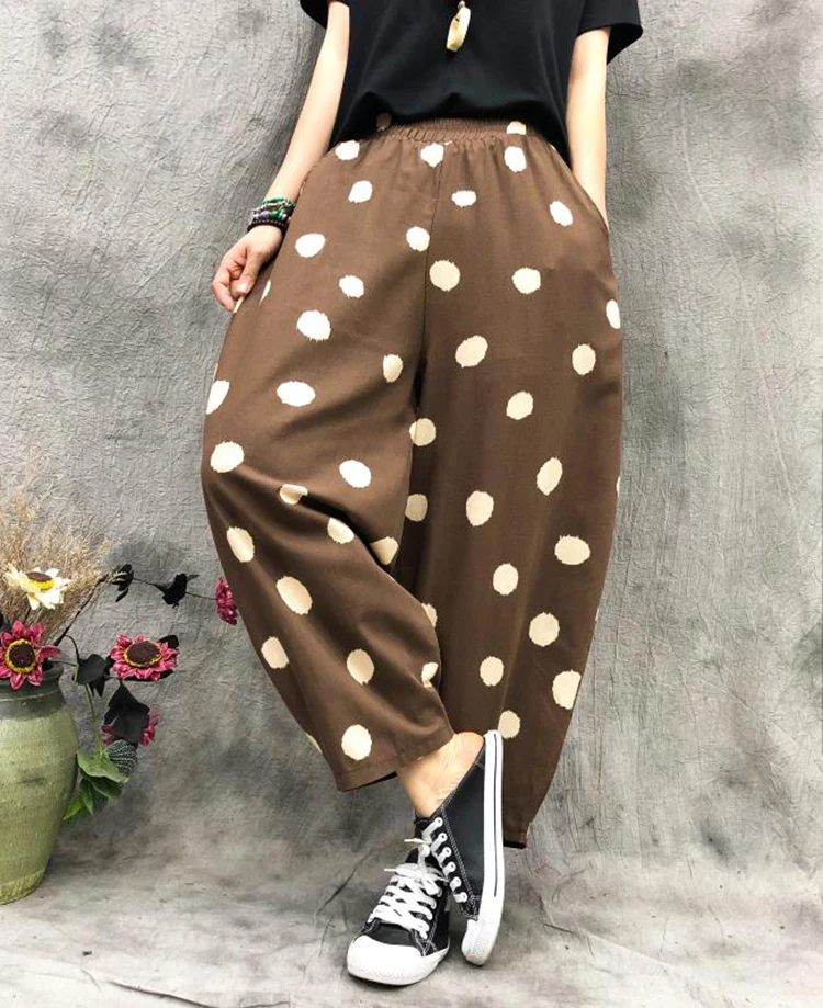 Summer Hip Hop New Print Linen Shorts Women Summer Casual Harem Leg Shorts Pockets Elastic Waist Loose Short Vintage autumn