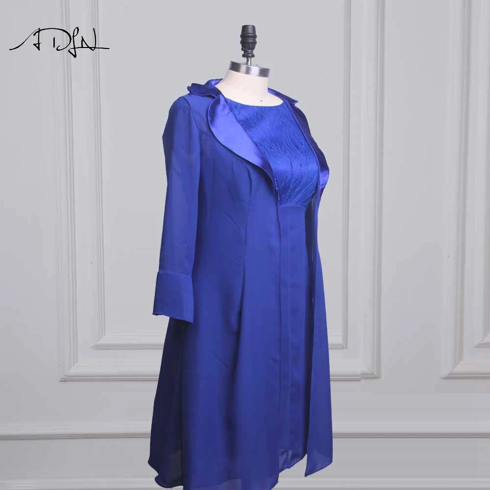 ADLN/синие платья для матери невесты с курткой Шифоновое Платье До Колена из двух