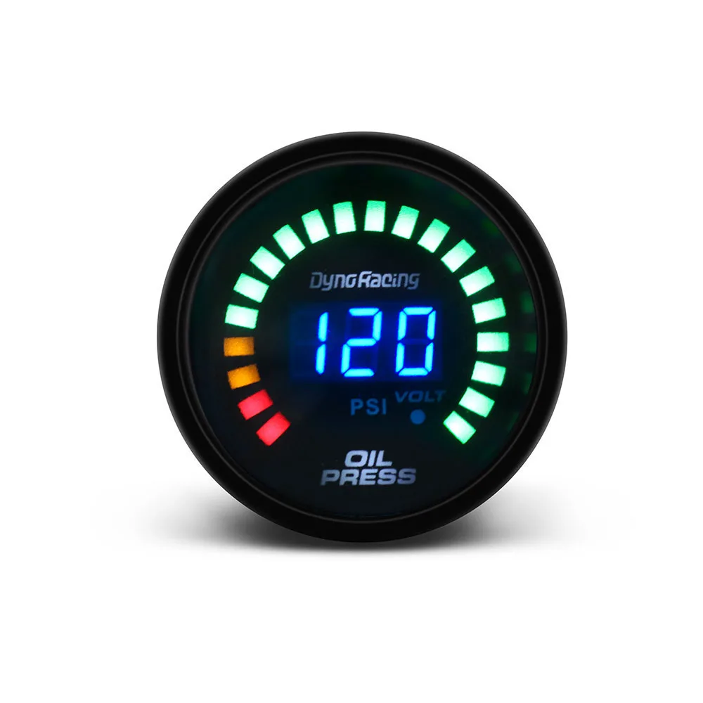 Oil press gauge Dynoracing " 52 мм 20 светодиодный цифровой наддув температура воды Температура масла пресс вольтметр воздушный расход топлива тахометр об/мин EGT датчик температуры - Цвет: Oil press gauge