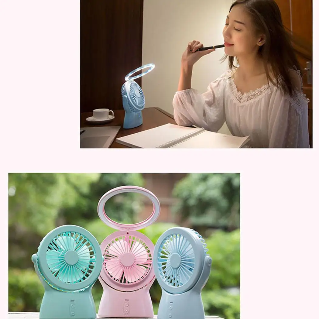 Портативный USB портативный мини вентилятор СВЕТОДИОДНЫЙ Ночник настольный с