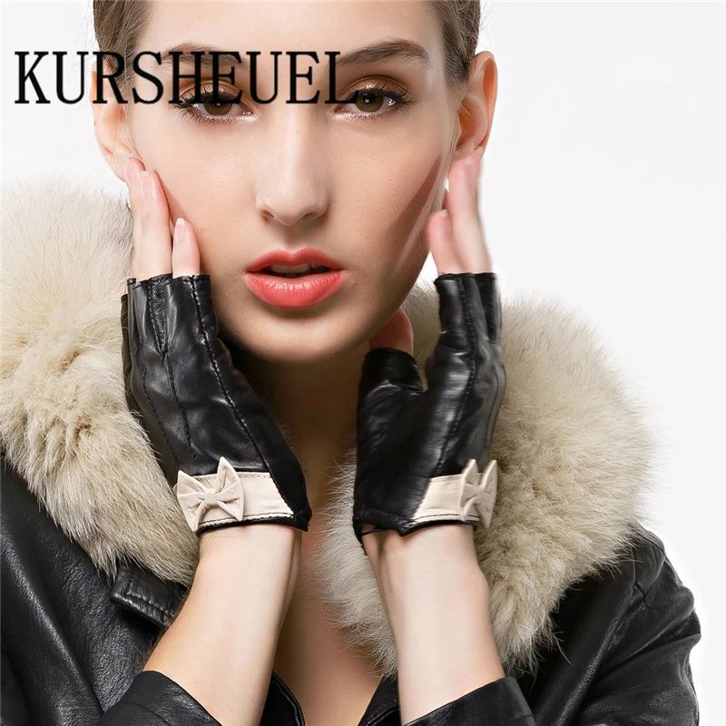 KURSHEUEL Женские кожаные перчатки без пальцев для езды на мотоцикле фитнеса