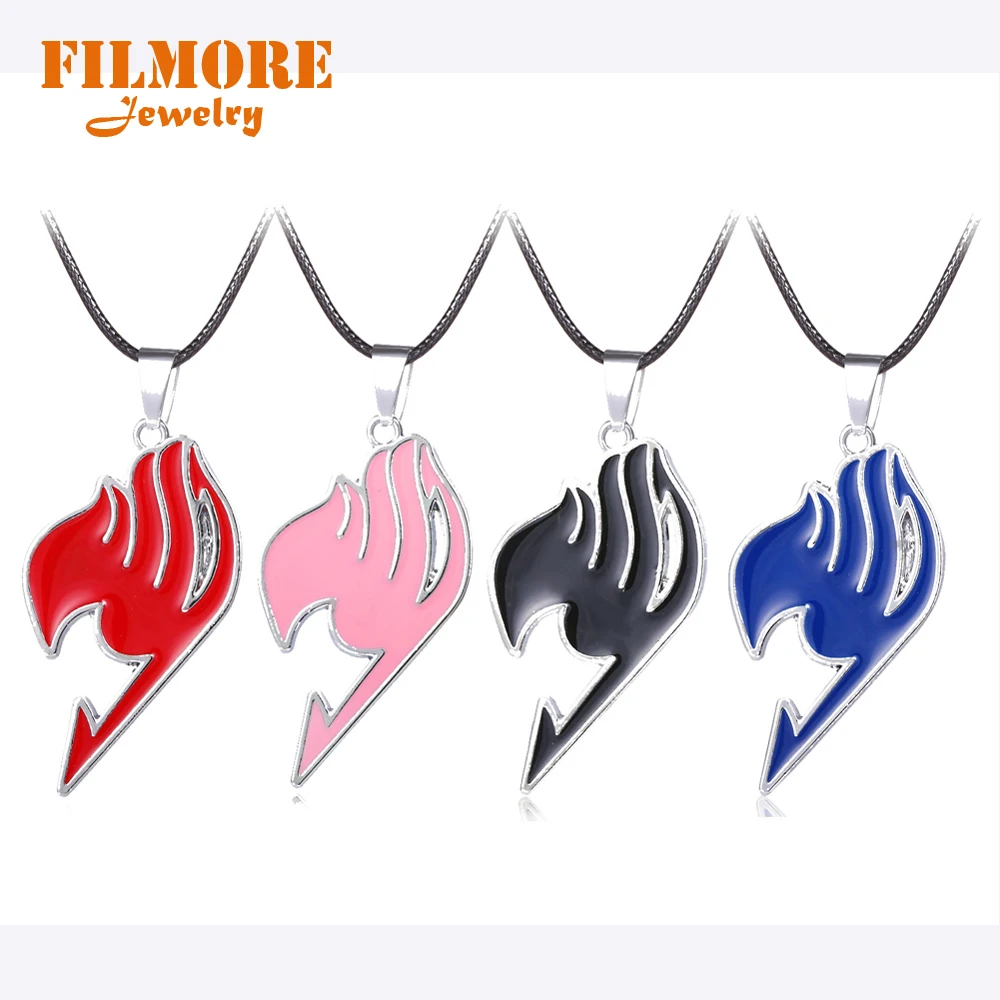 

Fairy Tail Guild Sign Necklaces Pendants 4 Color Alloy Pendant Game Anime Link Chain Long Necklace Christmas Gift for Men Women