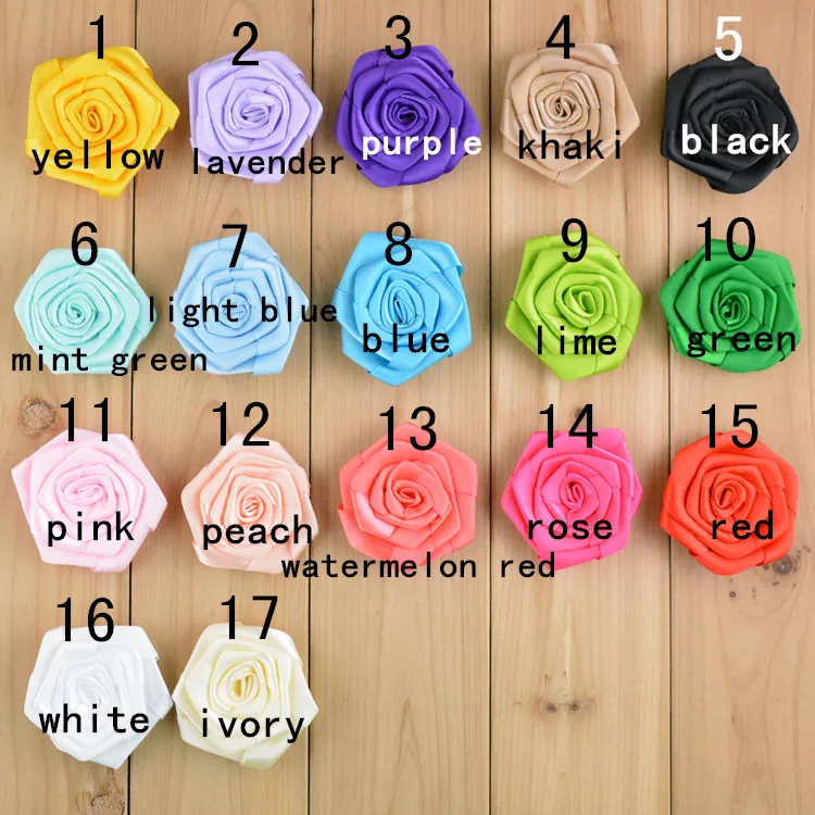 

100 PCS/LOT wholesale 2.5 inch Satin Ribbon Rosettes flowers