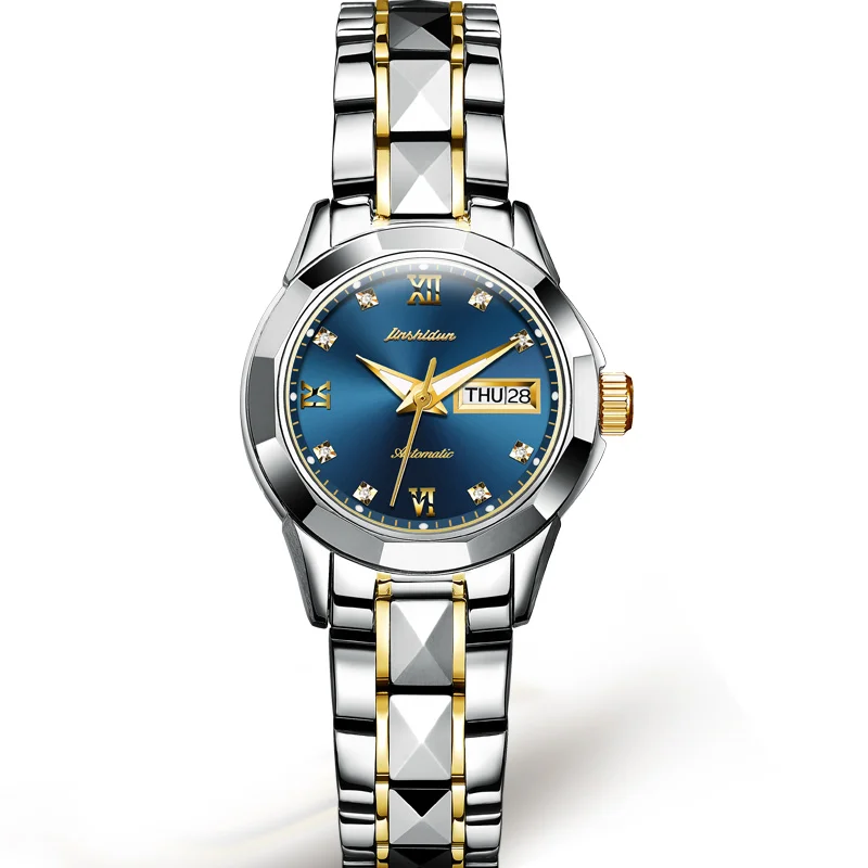 Mechanical Watches JSDUN Brand Ladies Automatic Watch Rose Gold Diamond Dial Waterproof Men's Women's Wristwatch Luminous Hands |