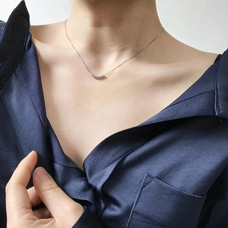 Переводные бусины Простое Элегантное женское ожерелье с серебряной цепочкой до