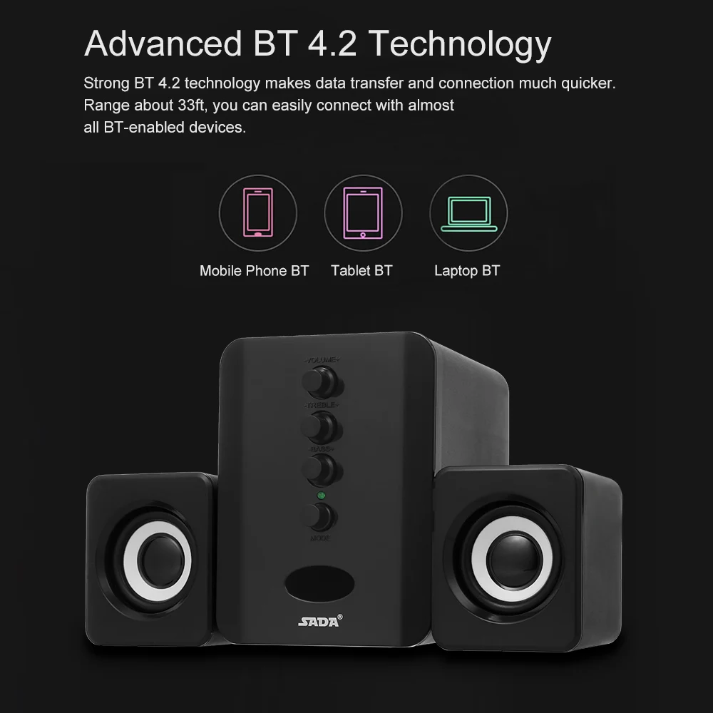 Сада D 202 USB Проводная Динамик Bluetooth Компьютерные колонки s резонирующей коробки