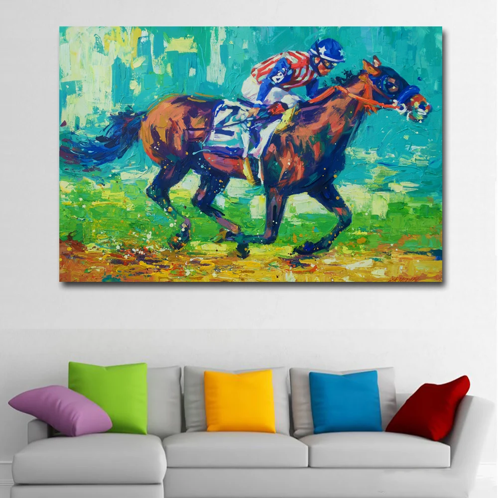 Абстрактная масляная живопись пейзаж американский дух Horserace настенная
