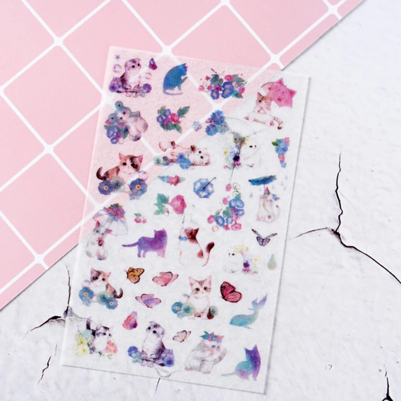 6 листов/упаковка kawaii наклейки для кошек милые канцелярские товары diy Скрапбукинг журнал милые клейкие наклейки декоративные наклейки