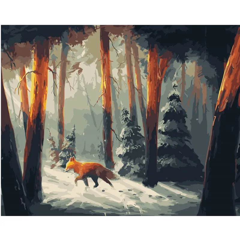 Картина по номерам DIY дропшиппинг 40x50 50x65 см Firefox в горы животное холст свадебное украшение художественная картина подарок