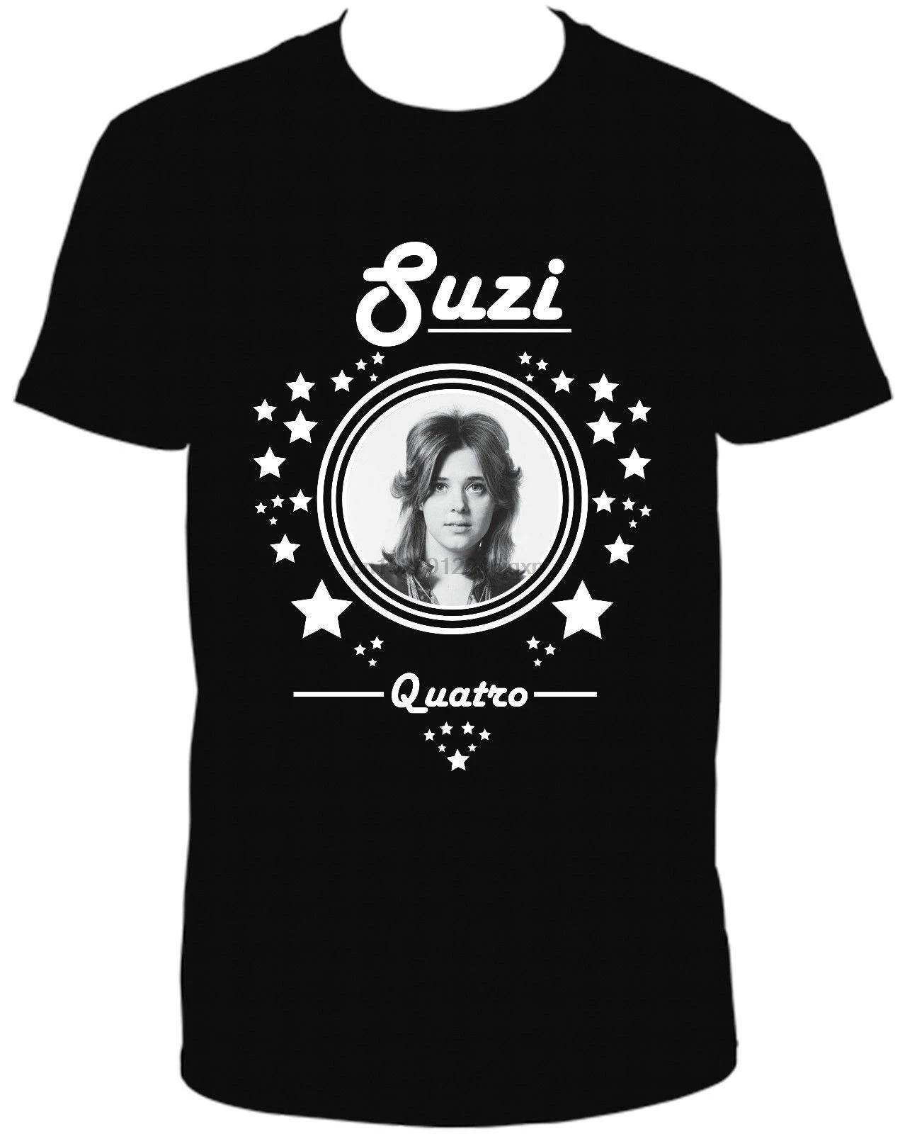 SUZI QUATRO черная футболка тенниска с круглым вырезом и коротким рукавом Мужская