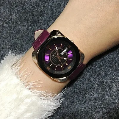Бренд HK GUOU 8156 женские модные часы роскошные из натуральной кожи мужские