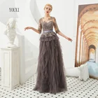 Великолепное длинное вечернее платье с объемными цветами, нежное платье для выпускного вечера с бисером, с круглым вырезом и открытой спиной, вечерние платья, Robe De Soiree