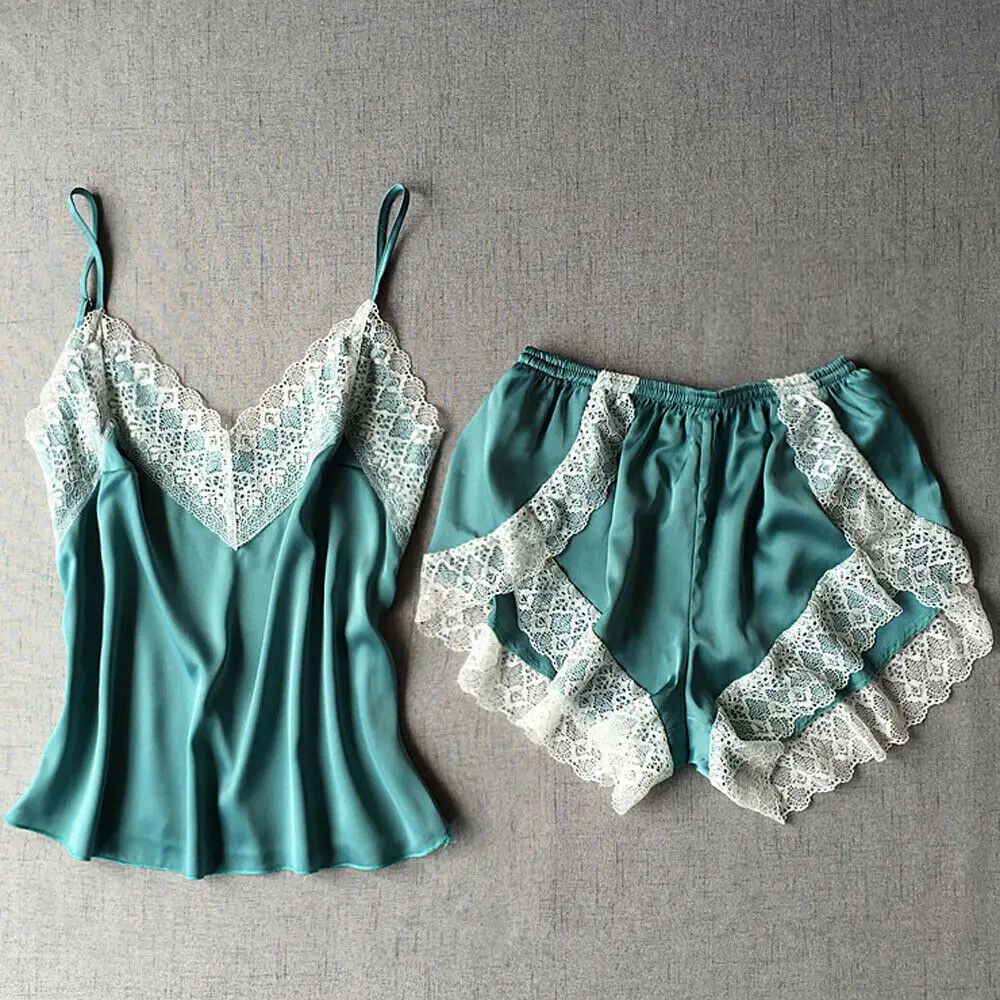 2 шт. женское мягкое атласное кружевное ночное белье Babydoll сексуальное Ночная