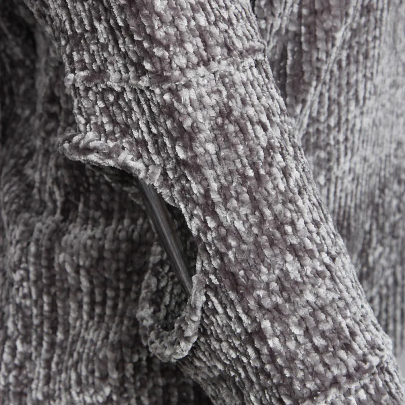 Women Casual Chenille Sweater Loose Hole Knitted Pullovers Female Gray Boyfriend Style Ladies Knitwear Pull Femme | Женская одежда