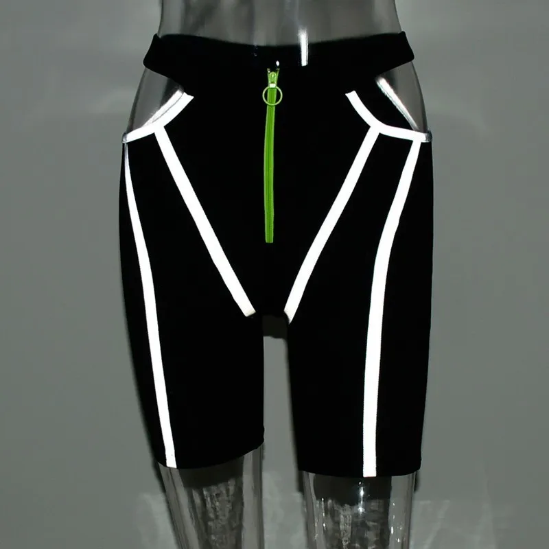 Женские Светоотражающие леггинсы с высокой талией эластичные на молнии пуш апом