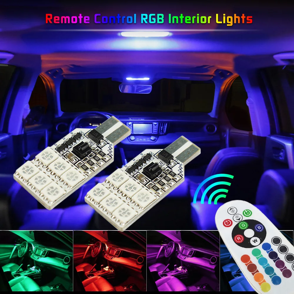 Светодиодная лампа Auxito 2x RGB W5W T10 лампы для чтения салона автомобиля Ford Fiesta Focus 2 3 1