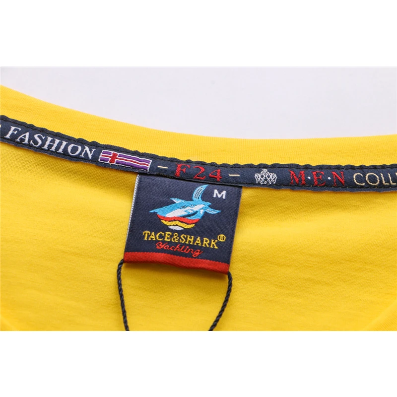 Бренд TACE & SHARK летняя мужская футболка модная повседневная с круглым вырезом и