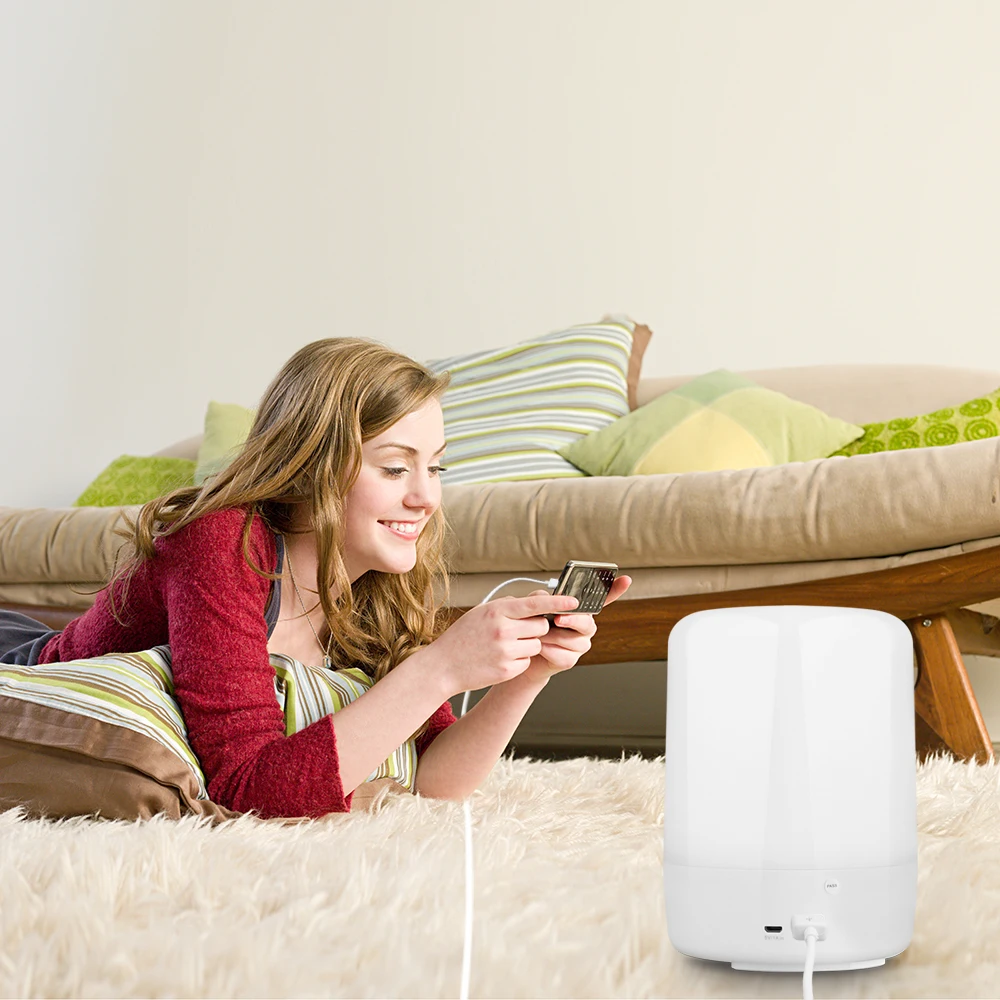 Smart RGB LED Atmosphere Light Touch Sensor Rechargeable Bedside Table Night Lamp Camp 3-level Warm White Brightness | Лампы и