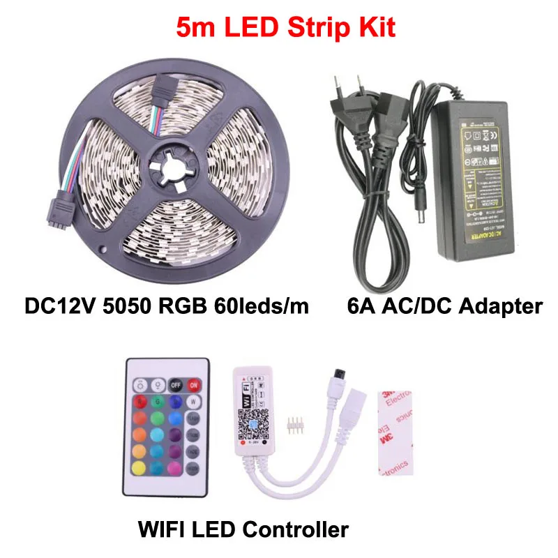 Светодиодная лента 5050 SMD RGB с 24 кнопками пульт дистанционного управления для