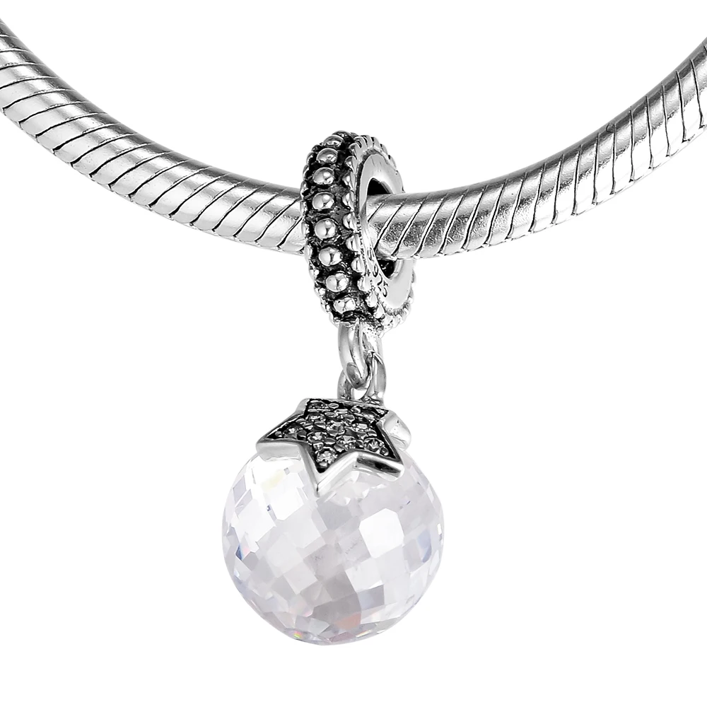 CKK Beads Charms Moon &amp Star Clear CZ Silver 925 Original Fits Pandora Bracelet Sterling Jewelry Making Charm Bead | Украшения и
