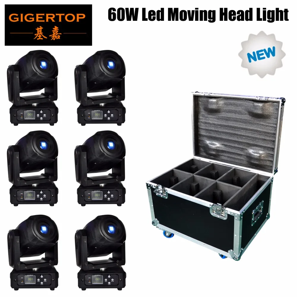 

Roadcase 6in1 60W LED Spot Stage Light DMX 512 Professional Mini Moving Head Lighting Colorful Gobo Wheel Auto/Sound Activated