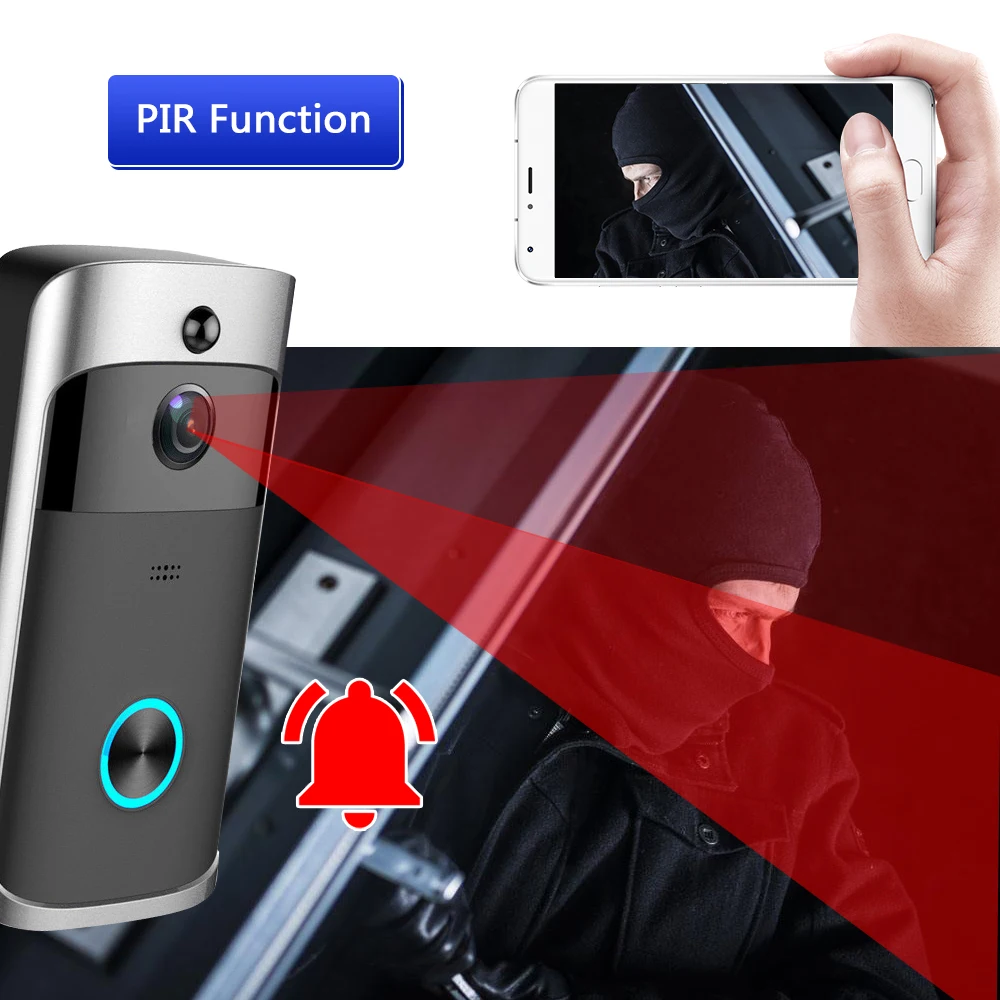 Умный беспроводной дверной звонок с Wi Fi 720P видеодомофон запись видео ночное