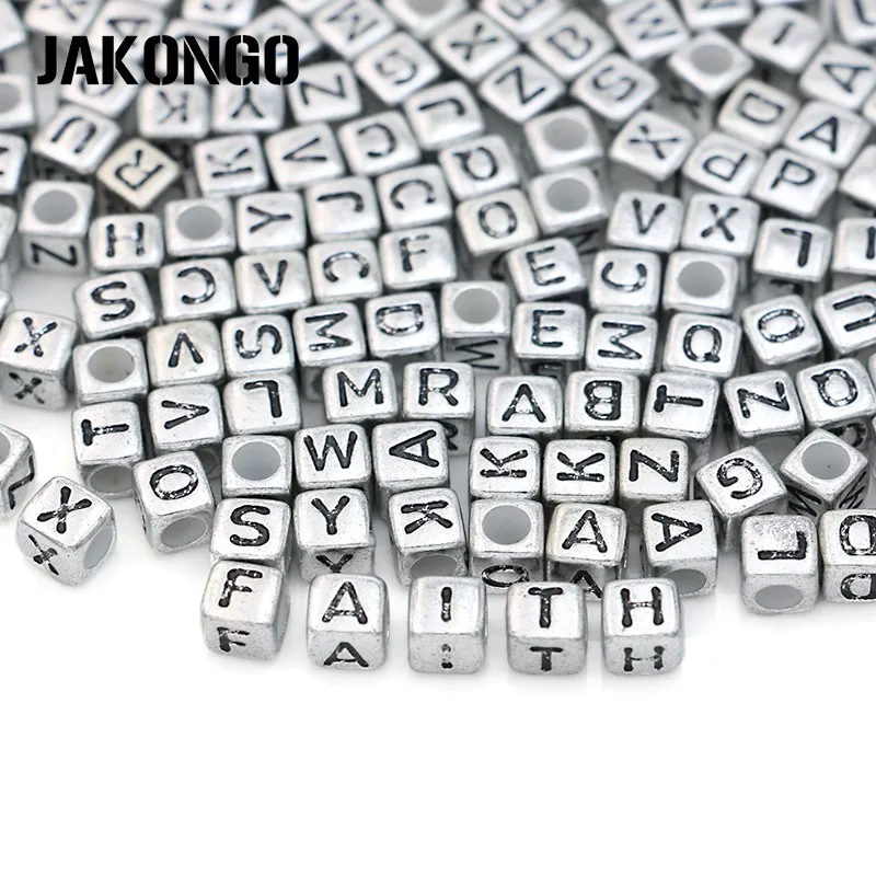 

200 шт., Серебряные Акриловые бусины для изготовления ювелирных изделий, 6 мм