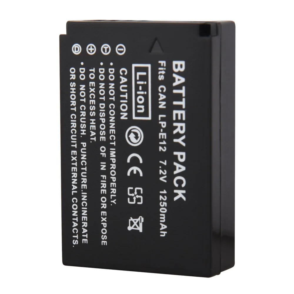 Аккумулятор для камеры Canon EOS 100D Kiss X7 Rebel SL1 M10 1250 мАч LPE12 LP E12 аккумулятор dslr|battery for