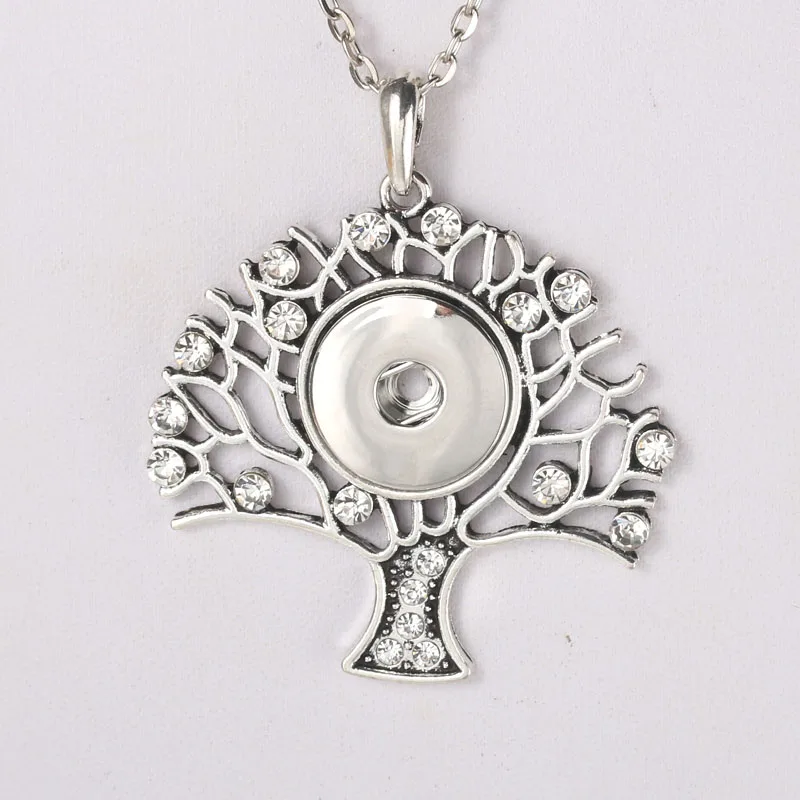 Snap Jewelry Tree of Life Pendant Necklace fit 18mm Button Necklaces For Women Chains 5154 | Украшения и аксессуары
