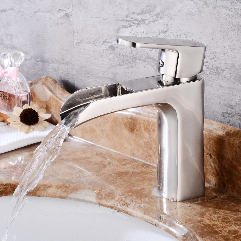 Новый кран для раковины Fapully ванной комнаты из нержавеющей стали никелевый