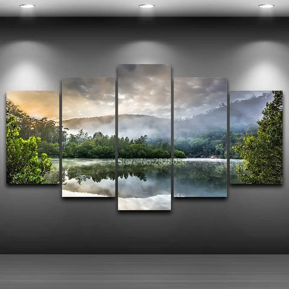 Country Road Sunset Landscape Poster Paintings Living Room Decor Wall Canvas Art Sets Artwork Bedroom Decoration | Дом и сад