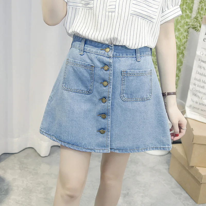 Распродажа 2018 Летняя женская юбка трапециевидной формы джинсовая карандаш с - Фото №1