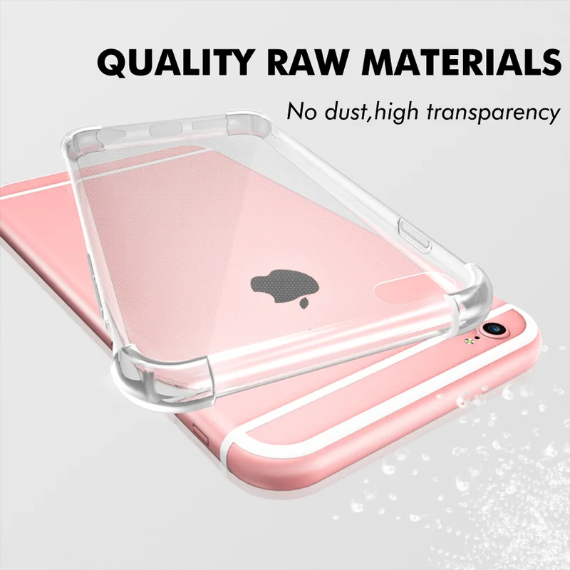 Прозрачный силиконовый чехол на заднюю панель для iphone 7 ударопрочный прозрачный