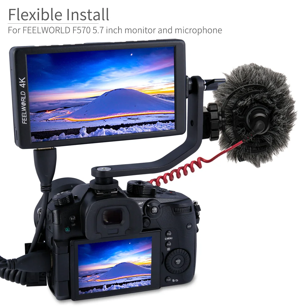 Наклонная рукоятка для FEELWORLD F570 5,7 дюймов 4K HDMI на камеру полевой монитор крепление на DSLR Стабилизатор карданный кран